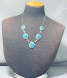 Cute Vintage Native American Navajo Blue Gem Turquoise Sterling Silver Necklace-Nativo Arts