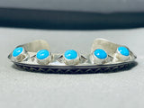 Extraordinary Native American Navajo Signed 5 Sleeping Beauty Turquoise Sterling Silver Bracelet-Nativo Arts