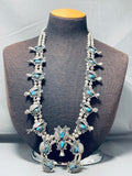 247 Gram Bisbee Turquoise Vintage Native American Navajo Sterling Silver Suqash Blossom Necklace-Nativo Arts