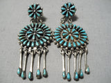 Beautiful Vintage Native American Navajo Zuni Turquoise Sterling Silver Chandelier Earrings-Nativo Arts