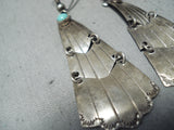 Exquisite Vintage Native American Navajo Sleeping Beauty Turquoise Sterling Silver Earrings Old-Nativo Arts