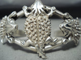 Distinctive Native American Navajo Sterling Silver Horny Toad Bracelet-Nativo Arts