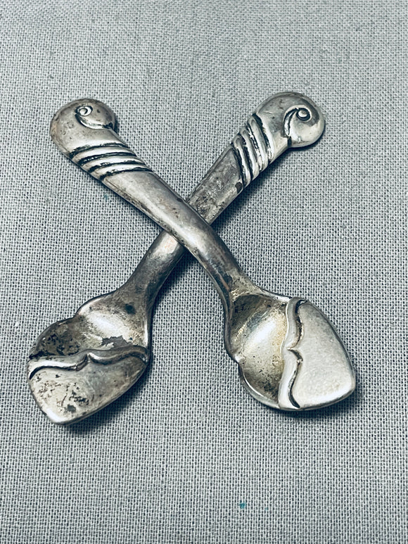 Important Vintage Native American Navajo Kenneth Begay Sterling Silver Salt Spoons-Nativo Arts