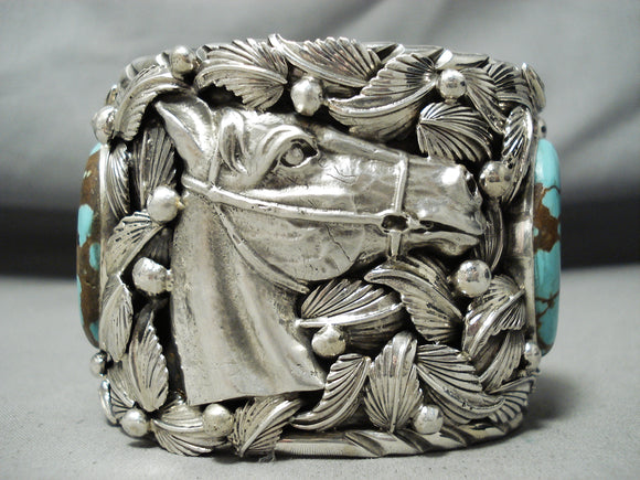 200 Gram Horse Native American #8 Turquoise Sterling Silver Bracelet-Nativo Arts