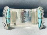 Best Hogan Vintage Native American Navajo End Turquoise Inlay Sterling Silver Bracelet-Nativo Arts