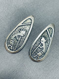 Impressive Vintage Native American Navajo Sterling Silver Kokopelli Earrings-Nativo Arts