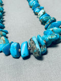 Vibrant Vintage Native American Navajo Morenci Turquoise Sterling Silver Necklace-Nativo Arts