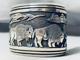 Best Vintage Native American Navajo Thomas Singer Buffalo Sterling Silver Bracelet-Nativo Arts
