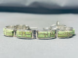 Gorgeous Native American Navajo Gaspeite Sterling Silver Link Bracelet Signed Ann Curley-Nativo Arts