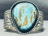 Dramatic Native American Navajo #8 Turquoise Mine Sterling Silver Bracelet-Nativo Arts