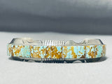 Stunning Native American Navajo #8 Turquoise Mine Sterling Silver Bracelet S. Francis Signed-Nativo Arts