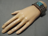 Museum Vintage Native American Navajo Lone Mountain Turquoise Sterling Silver Bracelet Old-Nativo Arts