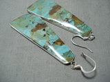 Native American Spell-binding Santo Domingo Royston Turquoise Sterling Silver Earrings-Nativo Arts