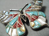 Marvelous Vintage Zuni Native American Turquoise Sterling Silver Pin-Nativo Arts