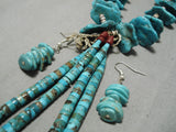 Museum Quality Vintage Native American Navajo Long Turquoise Jacla Necklace Earrings-Nativo Arts
