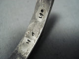 Marie Thompson Signed Native American Navajo Turquoise Inlay Sterling Silver Bracelet-Nativo Arts