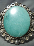 Early Huge Vintage Native American Navajo Blue Gem Turquoise Sterling Silver Bracelet Old-Nativo Arts