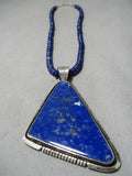 Electrifying Vintage Native American Navajo Lapis Sterling Silver Necklace Old-Nativo Arts