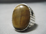 Huge Heavy Native American Navajo Sterling Silver Tigers Eye Ring-Nativo Arts