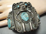 One Of Biggest Best Vintage Native American Navajo Kachina Turquoise Sterling Silver Bracelet-Nativo Arts