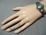 Detail High Grade Carico Lake Turquoise Vintage Native American Navajo Sterling Silver Bracelet-Nativo Arts