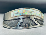 David Benally Vintage Native American Navajo Opal Sterling Silver Geomtric Bracelet-Nativo Arts