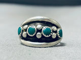 Sweet Vintage Native American Navajo Cerrillos Turquoise Sterling Silver Ring-Nativo Arts