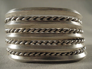 94 Gram Very Old Hand Wrought Sterling Native American Jewelry Silver Navajo Bracelet-Nativo Arts