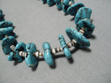 Incredible Vintage Native American Navajo Old Kingman Turquoise Sterling Silver Necklace-Nativo Arts