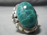 One Of The Most Protruding Agate Sterling Silver Native American Navajo Ring-Nativo Arts