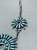 Tripe Turquoise Sun Vintage Native American Zuni Sterling Silver Necklace-Nativo Arts