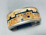 Rare Heavy Pueblo Native American Zuni Turquoise Sterling Silver Bracelet Cuff-Nativo Arts
