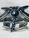 The Best Vintage Native American Navajo Jet Stone Dragonfly Sterling Silver Bracelet-Nativo Arts