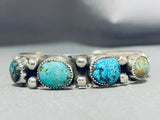 Amazing Native American Turquoise Sterling Silver Stamped Bracelet-Nativo Arts