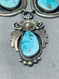 One Of The Most Ornate Vintage Native American Navajo Turquoise Sterling Silver Necklace-Nativo Arts