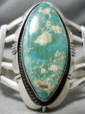Dramatic Vintage Native American Navajo Damale Turquoise Sterling Silver Bracelet Old-Nativo Arts