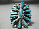 Huge Tears Of Joy Turquoise Vintage Native American Navajo Sterling Silver Ring-Nativo Arts
