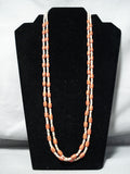 Native American Rare Huge Tubed Coral Santo Domingo Shell Sterling Silver Necklace-Nativo Arts