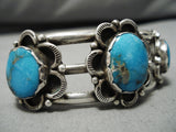 Quality Vintage Native American Navajo Blue Diamond Turquoise Sterling Silver Bracelet-Nativo Arts