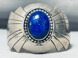 One Of The Best Vintage Native American Navajo Domed Lapis Sterling Silver Bracelet-Nativo Arts