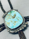 Colossal Vintage Native American Zuni Kingman Turquoise Sterling Silver Bolo-Nativo Arts