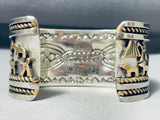 Heavy 92 Gram Expert Detail Native American Navajo Sterling Silver Gold Bracelet-Nativo Arts