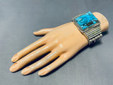 Best Squared Vintage Native American Navajo Blue Diamond Turquoise Sterling Silver Bracelet-Nativo Arts