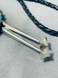 Tommy Lowe Native American Navajo Turquoise Sterling Silver Bolo Tie-Nativo Arts
