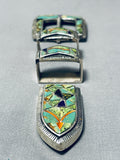 One Of The Best Ever Vintage Native American Navajo Turquoise Sterling Silver Buckle Set-Nativo Arts