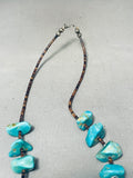 Native American Exquisite Vintage Santo Domingo Old Kingman Turquoise Sterling Silver Necklace-Nativo Arts
