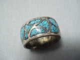 Marvelous Vintage Navajo Turquoise Sterling Silver Ring Native American Old-Nativo Arts