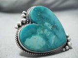 Huge Heart All Love Vintage Native American Navajo Turquoise Sterling Silver Heavy Ring-Nativo Arts