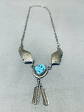 Incredible Vintage Native American Navajo Morenci Turquoise Sterling Silver Necklace-Nativo Arts