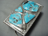 One Of The Biggest Ever Vintage Native American Navajo Turquoise Sterling Silver Ktoh Bracelet-Nativo Arts